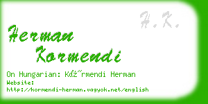 herman kormendi business card